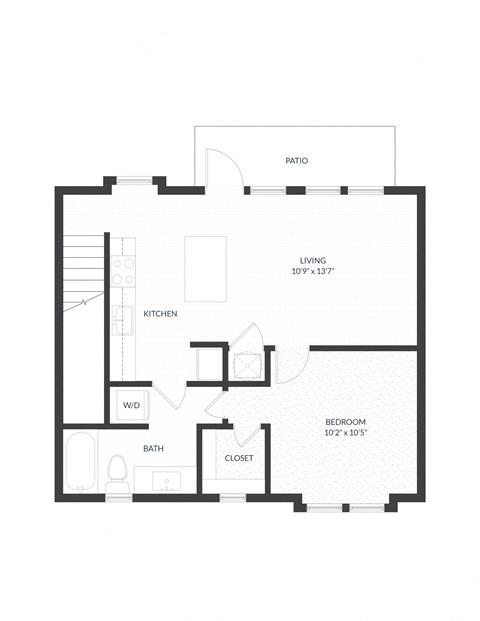 Floor plan for 1 bed, 1 bath, 788 sqft